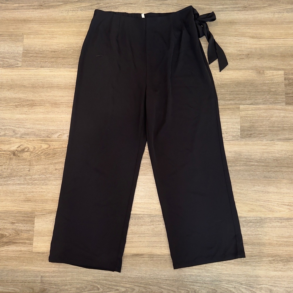 Halara Flex High Waisted Tie Side Wide Leg Work Pants Black XL Regular‎ NEW